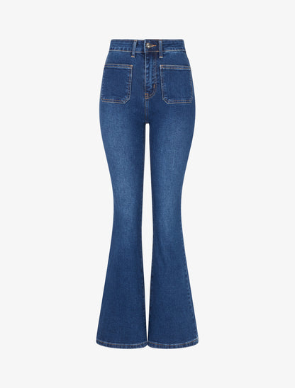 Jean flare à poches plaquées - Bleu brut - 1