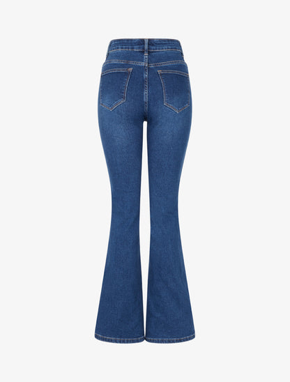 Jean flare à poches plaquées - Bleu brut - 2
