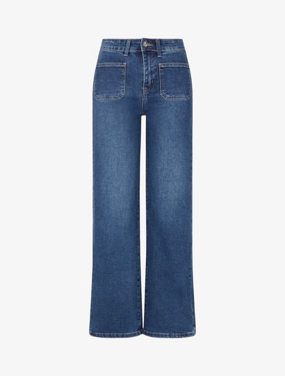Jean wide leg coupe droite - Bleu - 1