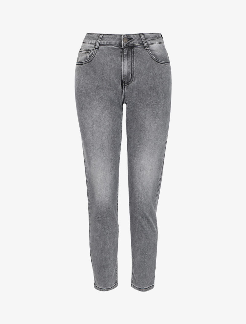 Jean mom 7/8 à taille standard - Gris clair - 4