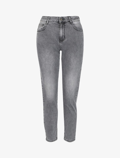 Jean mom 7/8 à taille standard - Gris clair - 4