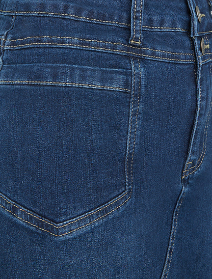 Jupe longue en jean coupe droite - Bleu - 3