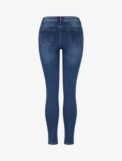 Jean skinny push up délavé - Bleu - 2