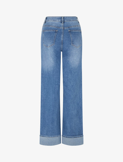 Jean ample à ourlet - Bleu clair - 2