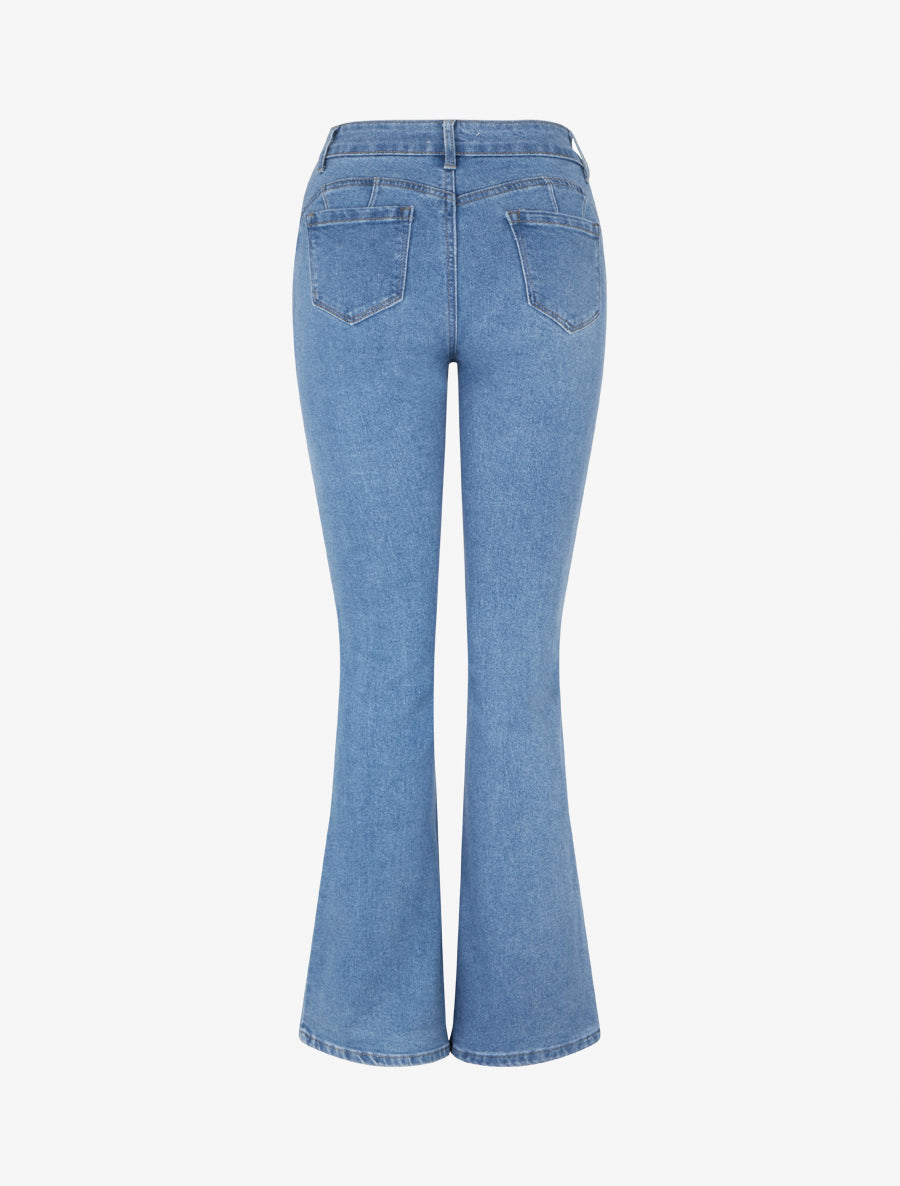 Jean flare stretch taille haute - Bleu - 2