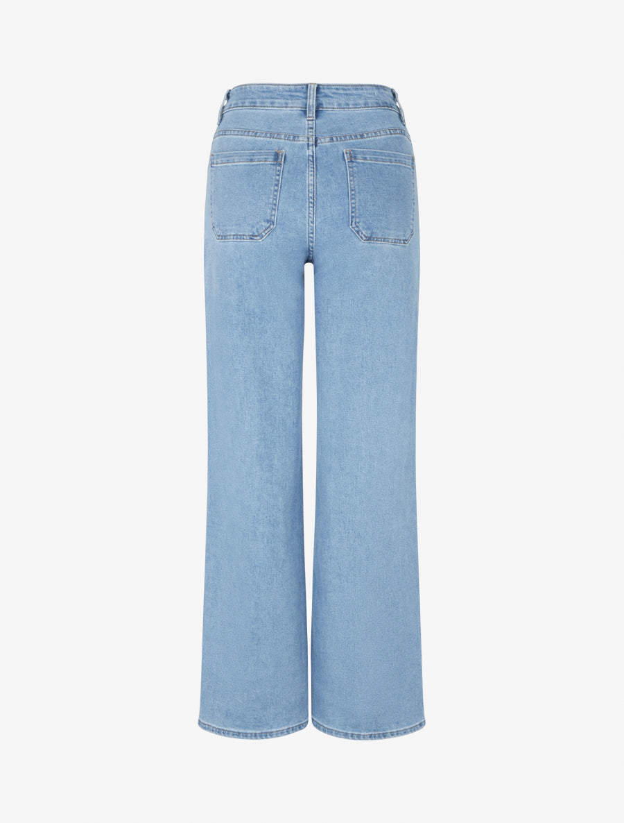 Jean wide leg à 4 poches coupe droite - Bleu - 2