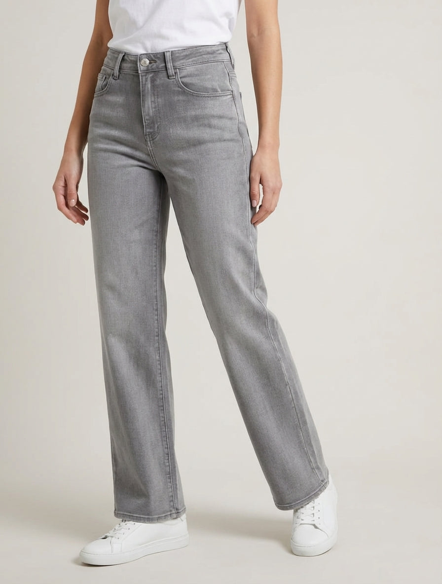 Jean standard wide leg coupe droite - Gris