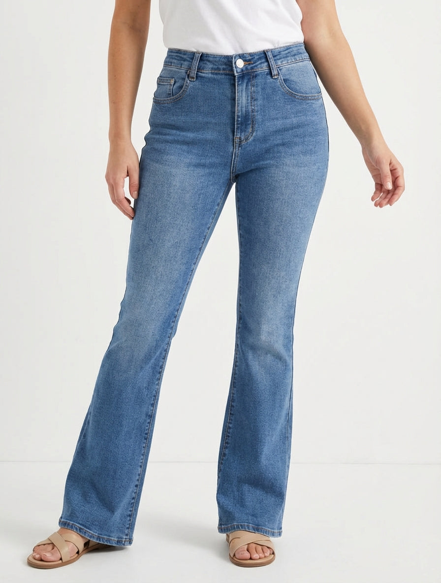 Jean flare taille standard 5 poches - Bleu