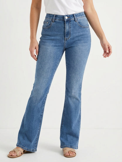 Jean flare taille standard 5 poches - Bleu