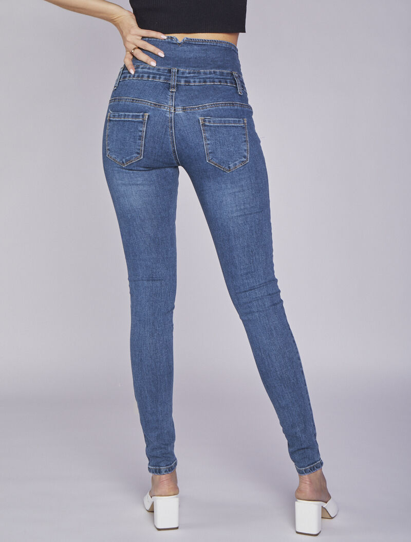 Jean taille empire et stylisée - Bleu denim - 2