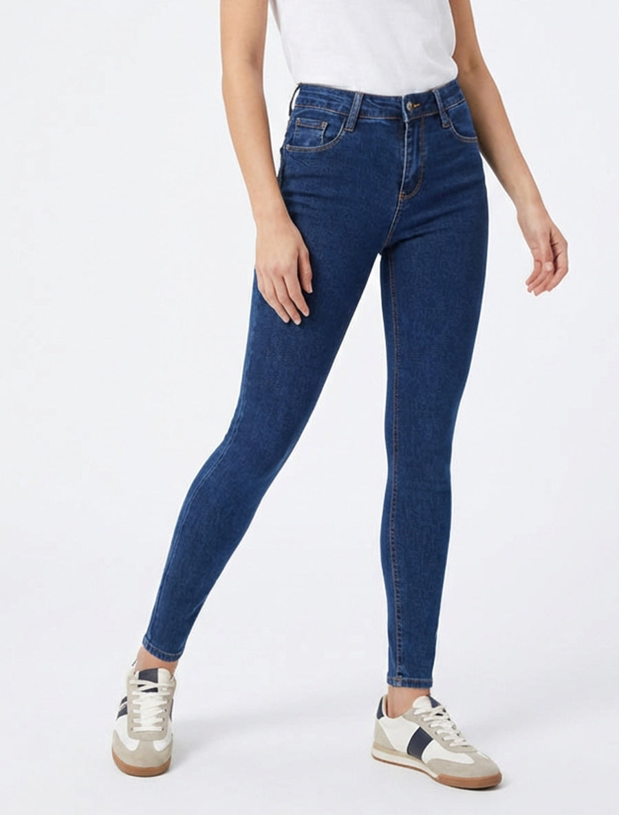 Jean skinny push-up à taille haute - Bleu brut