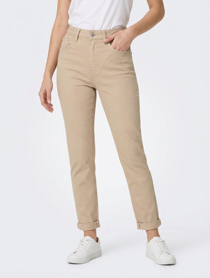 Jean mom 5 poches taille haute - Beige
