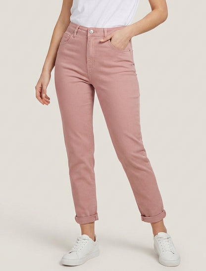 Jean mom 5 poches taille haute - Vieux rose
