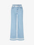 Jean wide leg à dentelle - Bleu - 1