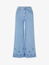 Jean ample à taille haute et bords brodés - Bleu - 1