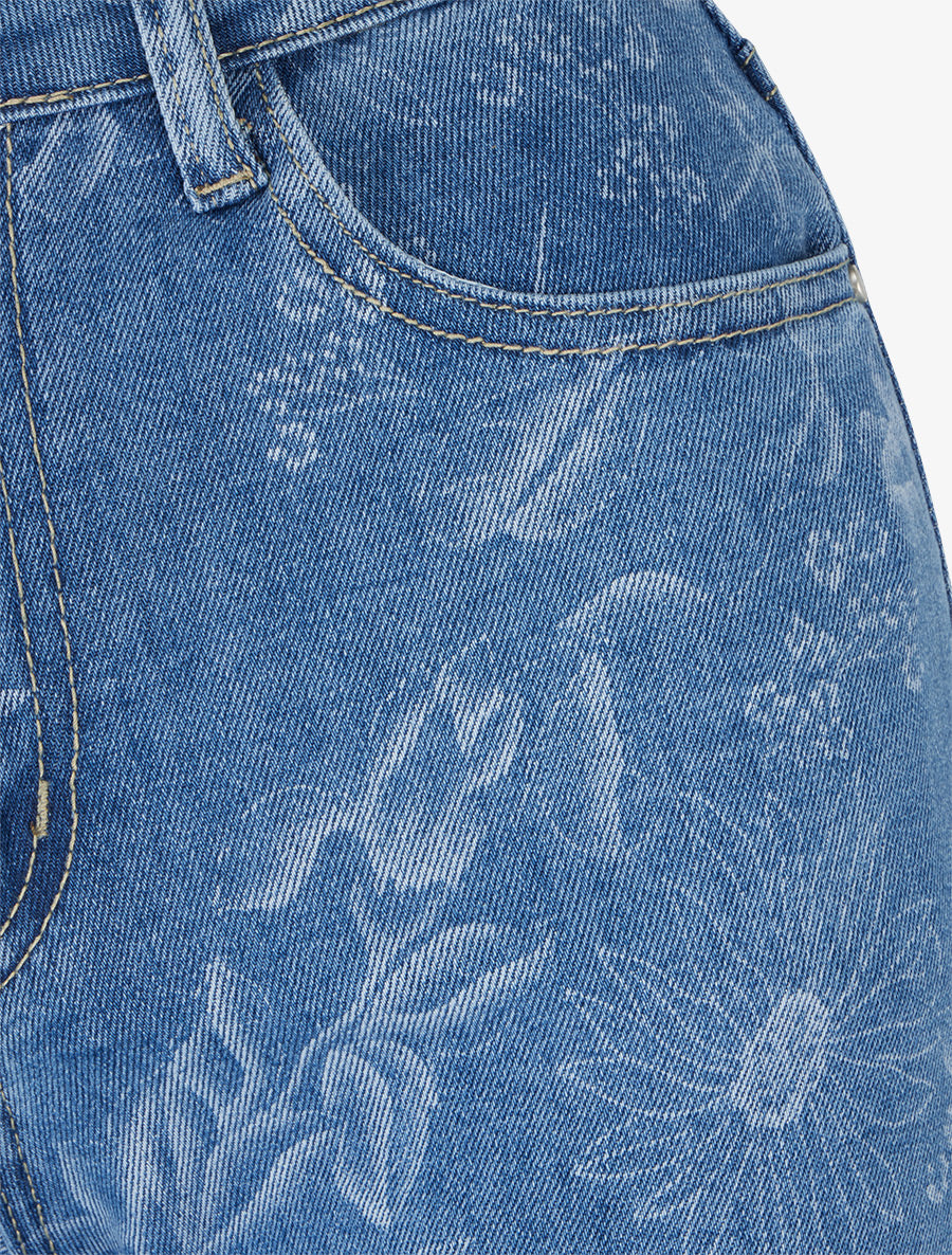 Jean ample à imprimé floral - Bleu - 3