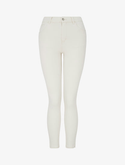 Jean skinny uni à taille standard - Beige clair - 1