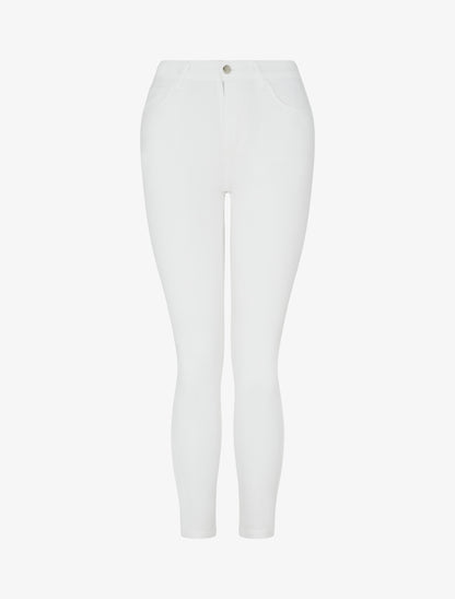 Jean skinny uni à taille standard - Blanc - 1