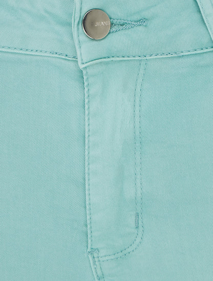Jean skinny uni à taille standard - Vert d&