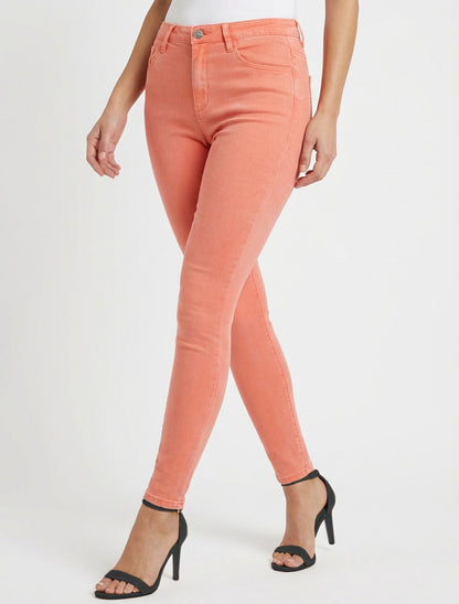 Jean skinny 5 poches à zip - Corail