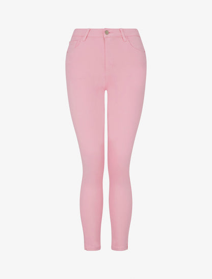 Jean skinny uni à taille standard - Rose - 1