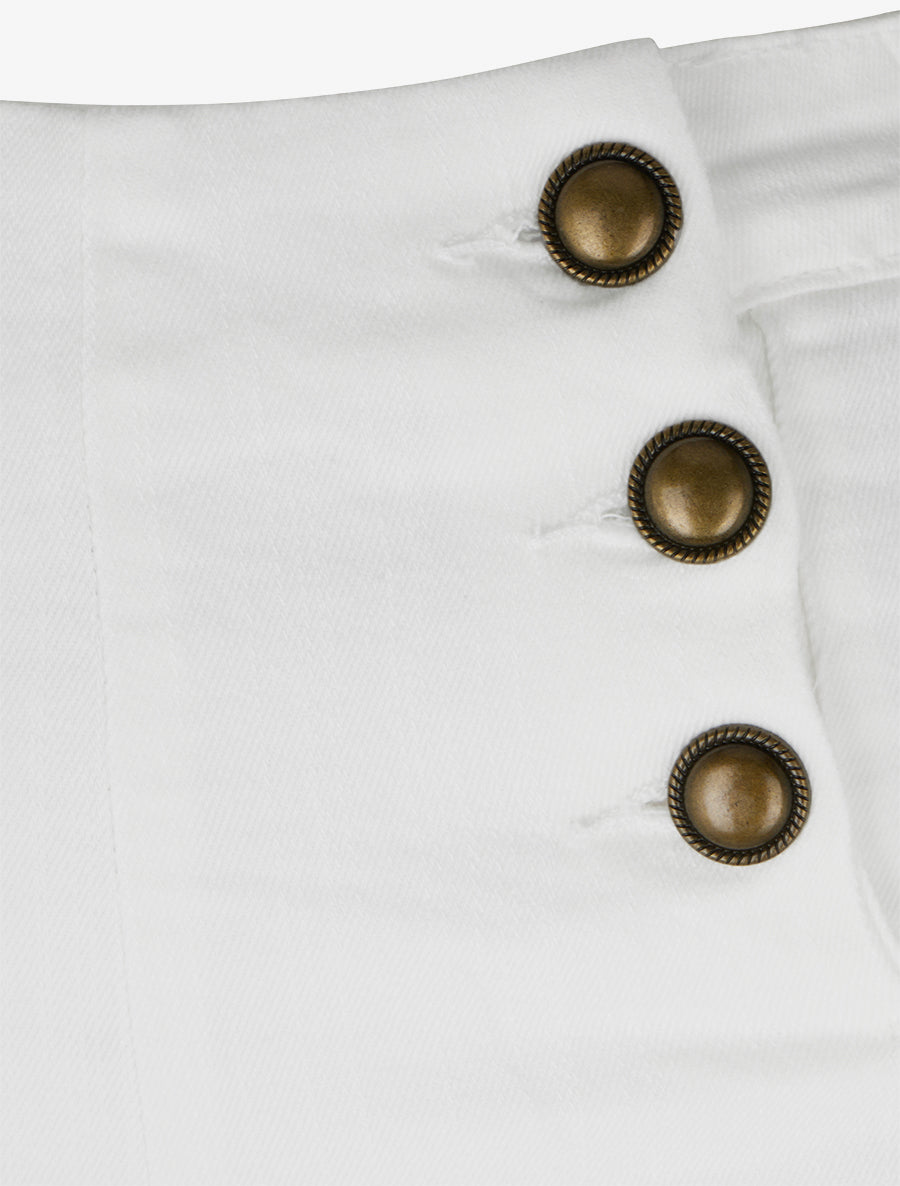 Jean droit style pantalon à pont - Blanc - 3