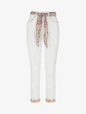 Jean slim taille haute empiècements - Blanc