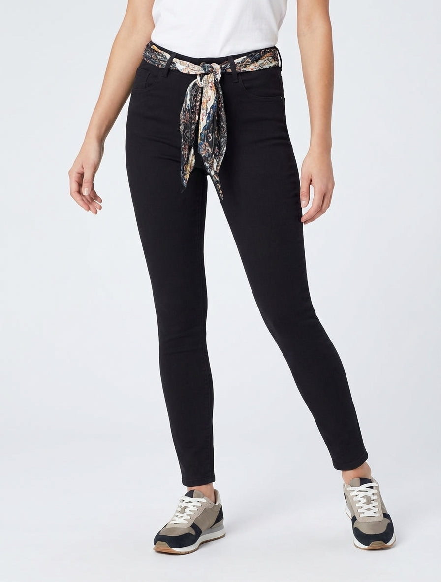 Jean skinny 5 poches ceinture - Noir