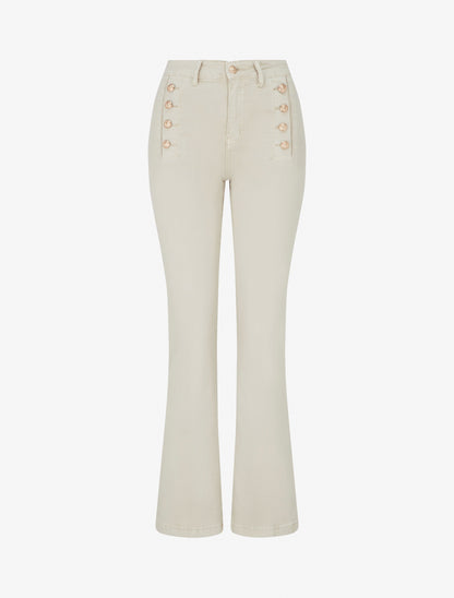 Jean droit taille standard boutonnée - Beige - 1