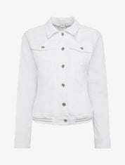 Veste en jean à bords élastiqués - Blanc - 1