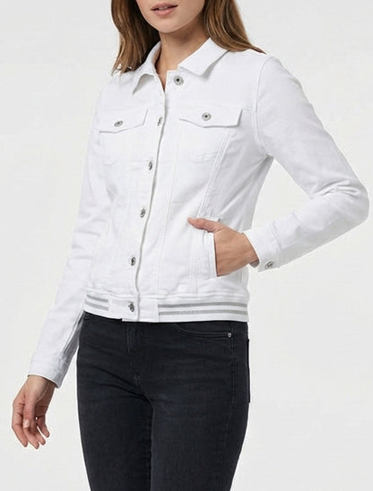 Veste en jean col à pied - Blanc