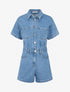 Combishort en jean manches courtes - Bleu - 1
