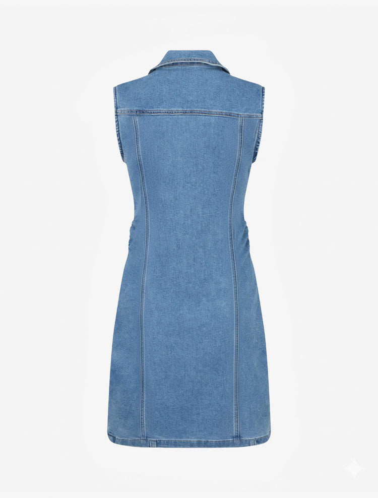 Robe en jean ajustée sans manches - Bleu