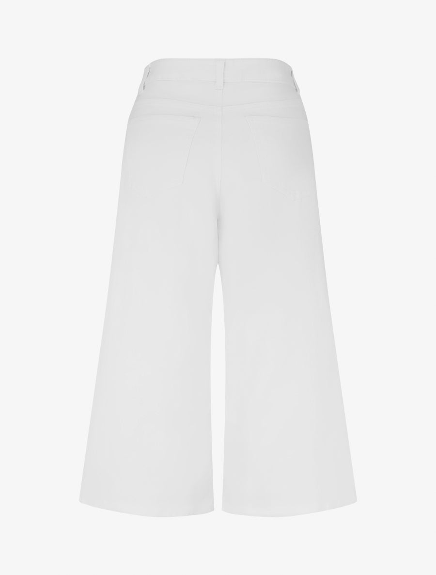 Pantacourt uni en jean - Blanc - 2