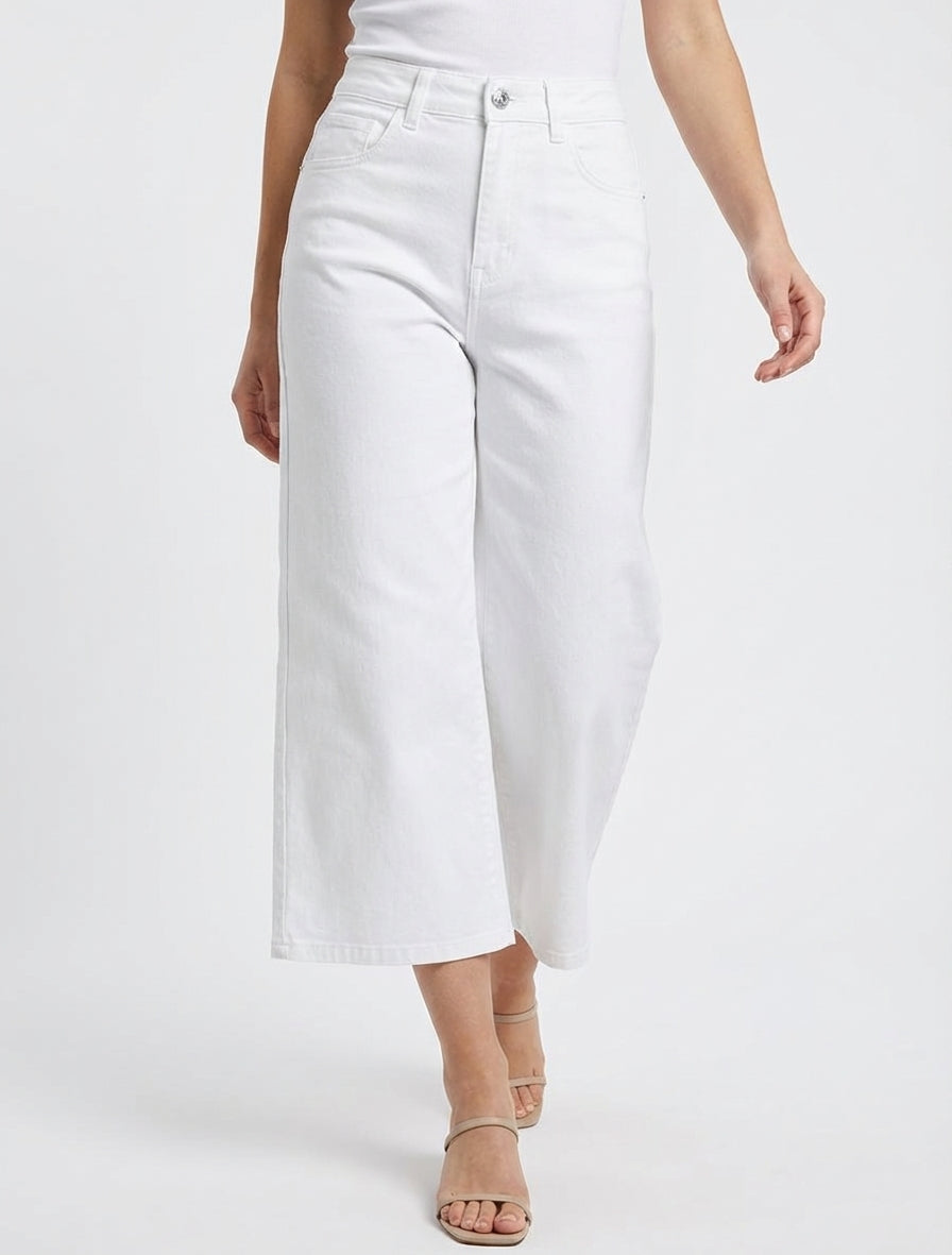 Pantacourt wide leg 5 poches - Blanc