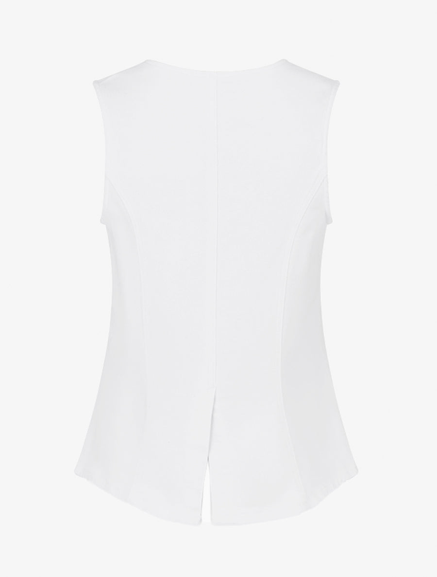 Top en jean boutonné - Blanc - 2