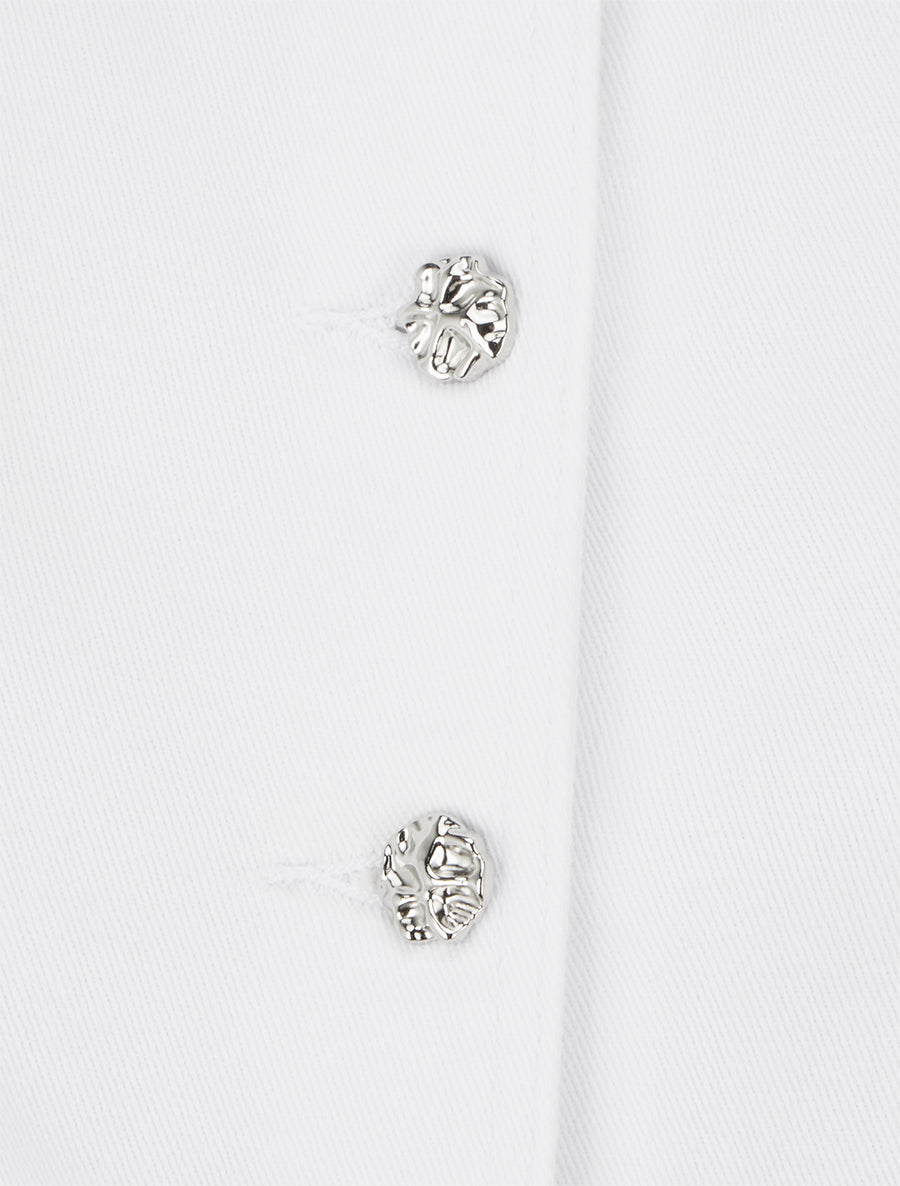 Top en jean boutonné - Blanc - 3