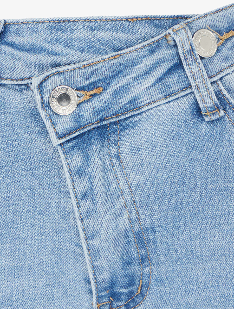 Jean droit à boutonnage stylisé - Bleu - 3