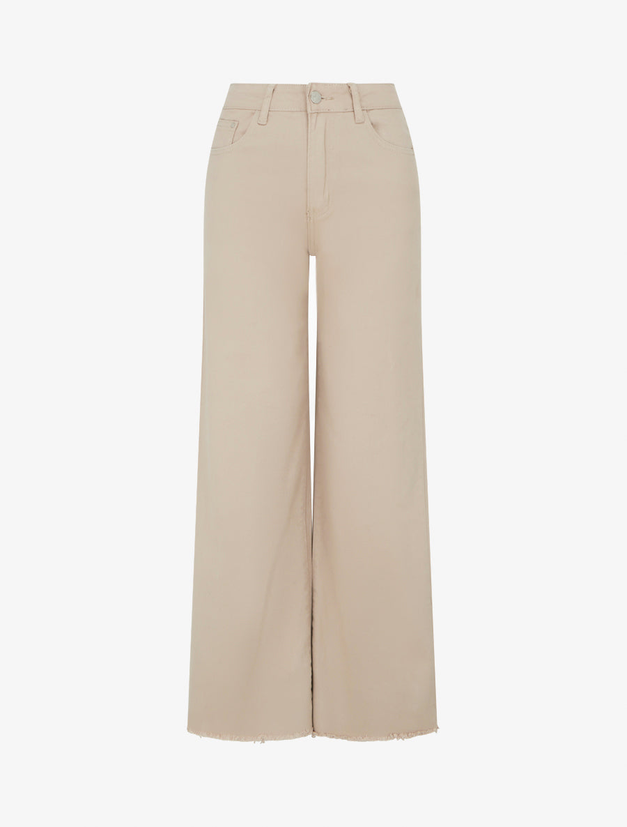 Jean wide leg à bords francs - Beige - 1