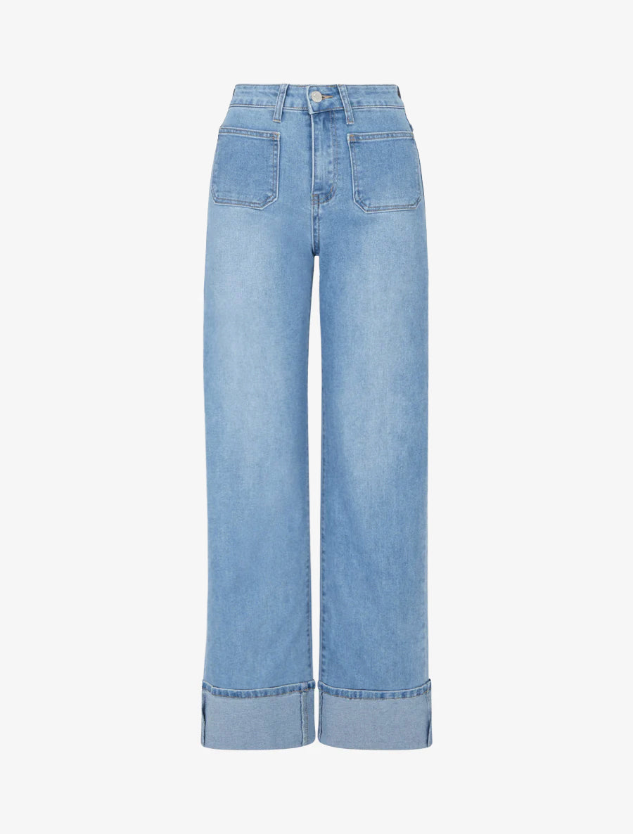 Jean push up wide leg coupe droite - Bleu