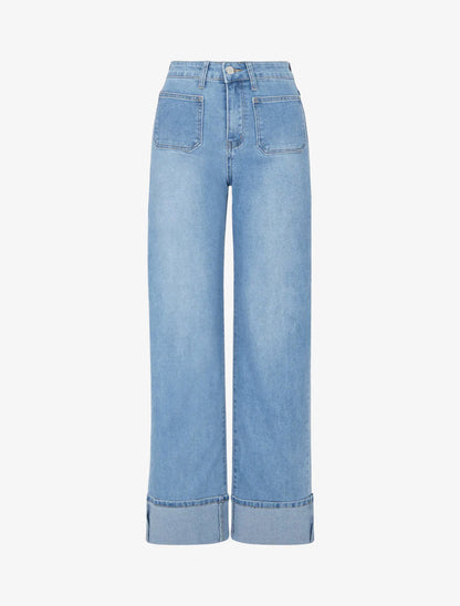 Jean push up taille haute wide leg - Bleu