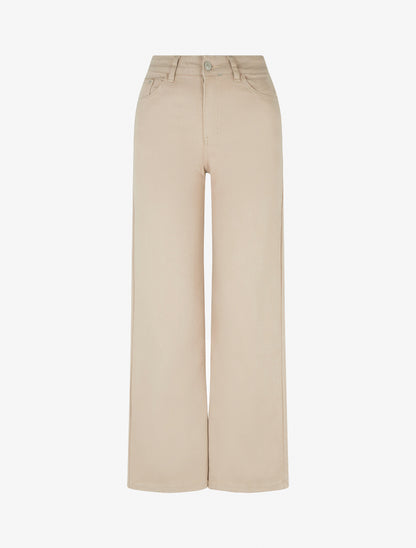 Jean wide leg taille haute - Beige - 1