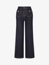 Jean wide leg à boutons décoratifs coupe droite - Bleu brut - 1