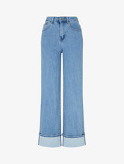 Jean droit à ourlet - Bleu clair - 1
