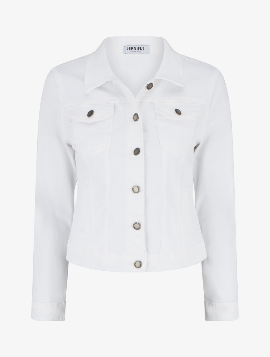 Veste en jean ajustée - Blanc - 1