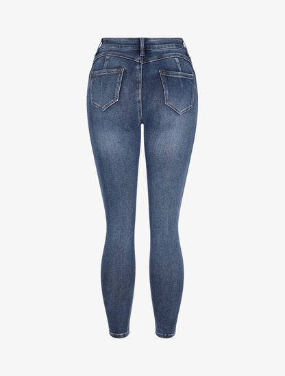 Jean skinny stretch à griffures - Bleu - 2