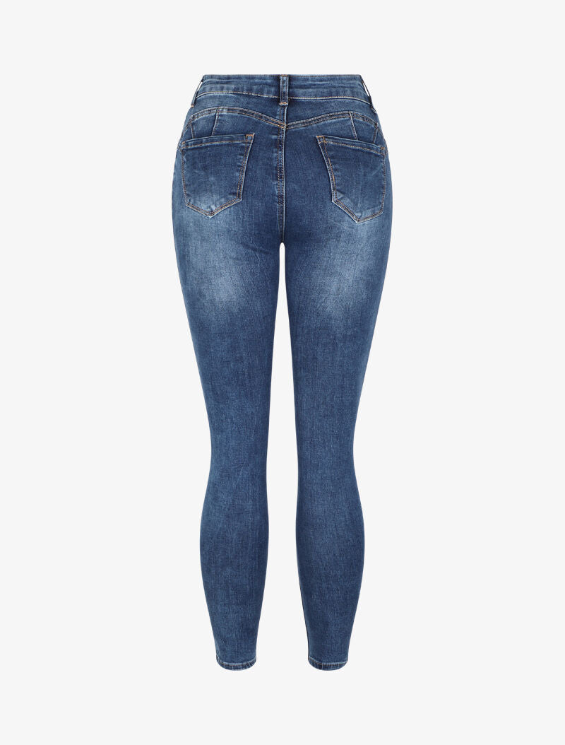 Jean skinny délavé et stretch - Bleu - 2