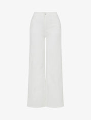 Jean wide leg à bas effilochés - Blanc - 1