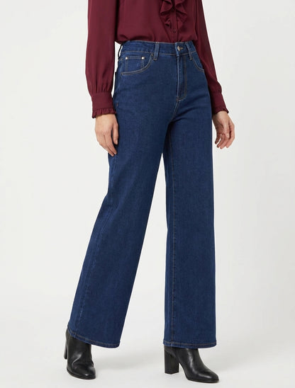 Jean wide leg taille haute - Bleu