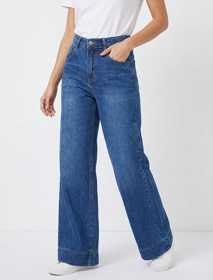 Jean wide leg 5 poches - Bleu denim